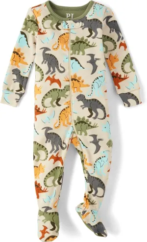 The Children's Place Baby Boys' and Toddler Fleece Zip-Front One Piece Footed Pajama