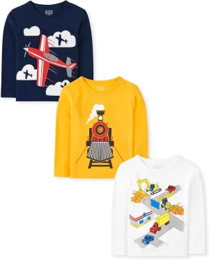 The Children's Place Baby Boys' Dino Long Sleeve Graphic T-Shirts