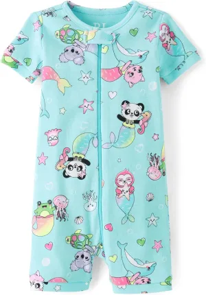 The Children's Place Baby Girl's and Newborn 100% Cotton Short Sleeve Zip Front One Piece Footless Pajamas
