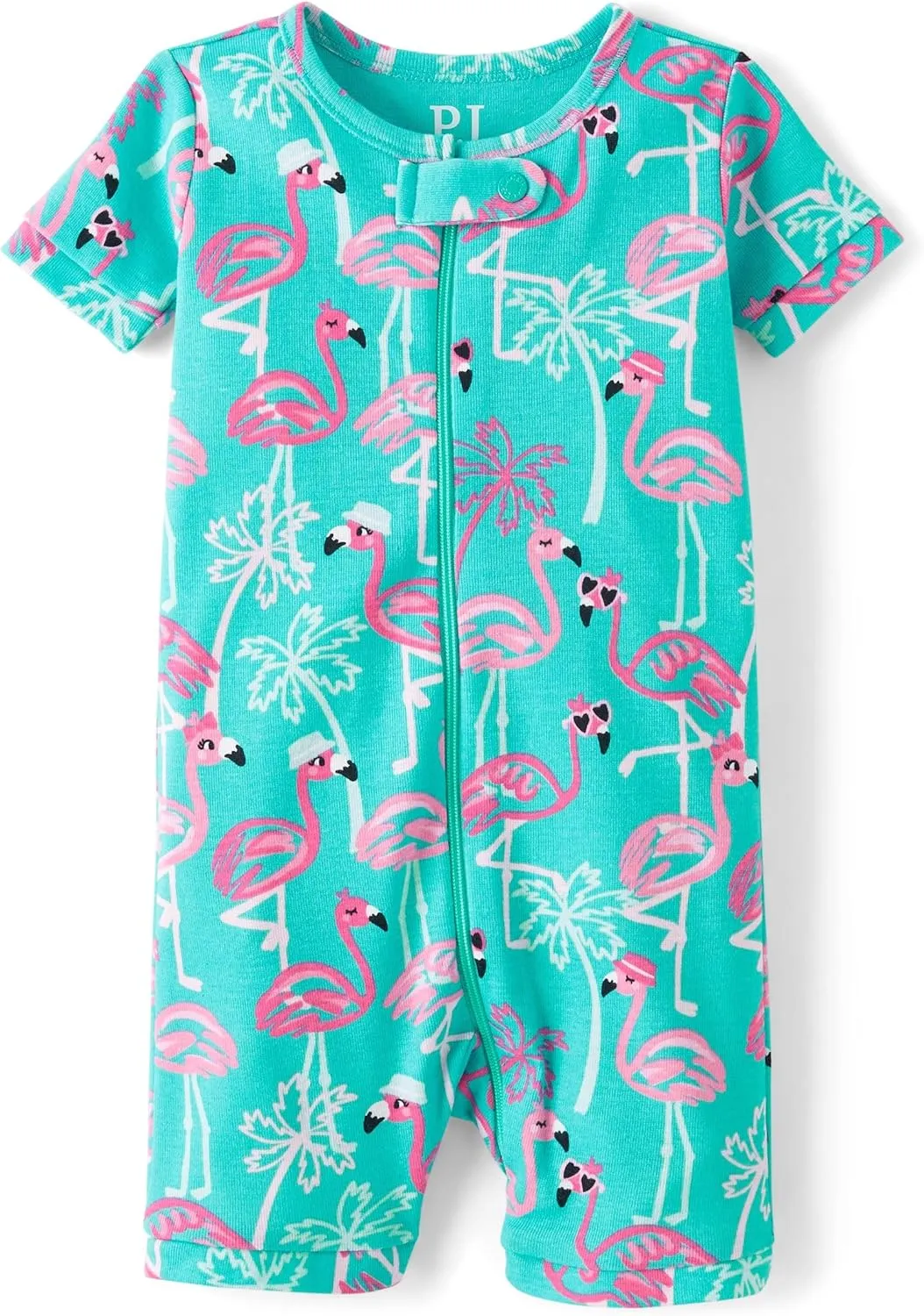 The Children's Place Baby Girls' and Newborn 100% Cotton Short Sleeve Zip Front One Piece Footless Pajamas