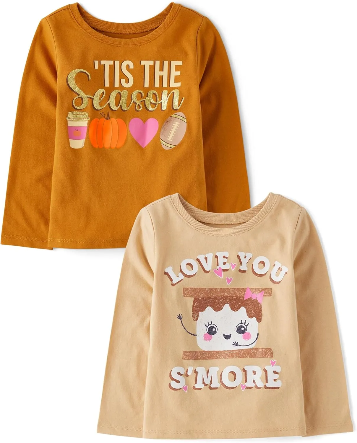 The Children's Place Baby Girls' and Toddler All Holidays Long Sleeve Graphic T-Shirts, Multipack