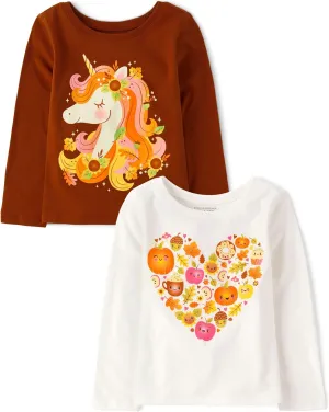 The Children's Place Baby Girls' and Toddler All Holidays Long Sleeve Graphic T-Shirts, Multipack