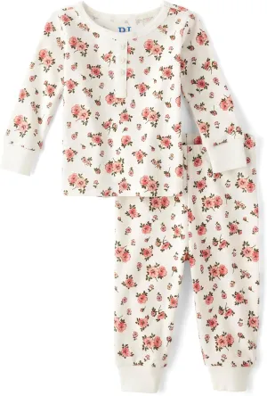The Children's Place Baby Girls' and Toddler Long Sleeve Top and Pants Snug Fit 100% Cotton 2 Piece Pajama Set