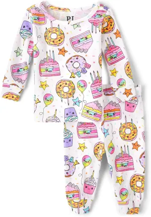 The Children's Place Baby Girl's and Toddler Short Sleeve Top and Pants Snug Fit 100% Cotton 2 Piece Pajama Set