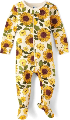 The Children's Place baby-girls And Toddler Snug Fit 100% Cotton One Piece Zip Front Footed Pajama