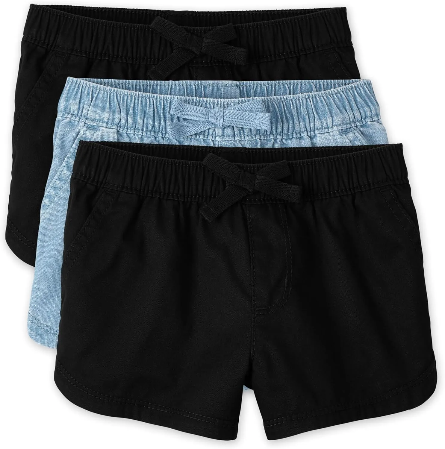The Children's Place Baby Girls' and Toddler Tie Front Denim Pull On Shorts