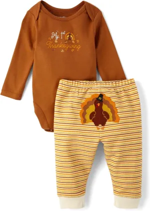 The Children's Place Baby My First,Long Sleeve Bodysuit and Pants, 2 Piece Set,