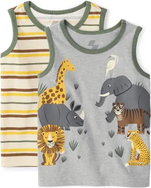The Children's Place Baby Toddler Boys Graphic Tank Tops 2 Pack
