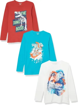 The Children's Place Boys' Dino Long Sleeve Graphic T-Shirts,multipacks