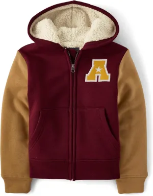 The Children's Place Boys' Long Sleeve, Sherpa Lined, Zip-Front Hoodie Sweatshirt