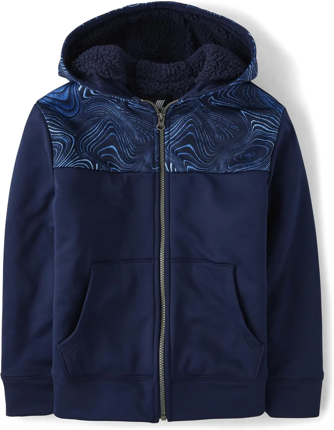 The Children's Place Boys' Long Sleeve, Sherpa Lined, Zip-Front Hoodie Sweatshirt