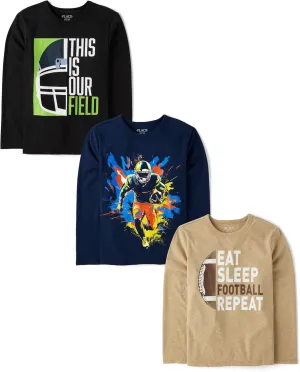 The Children's Place Boys' Sports Long Sleeve Graphic T-Shirts,multipacks