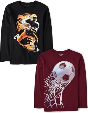 The Children's Place Boys' Sports Long Sleeve Graphic T-Shirts,multipacks