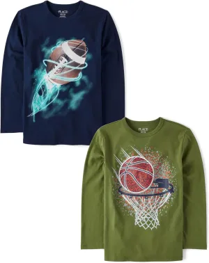 The Children's Place Boys' Sports Long Sleeve Graphic T-Shirts,multipacks