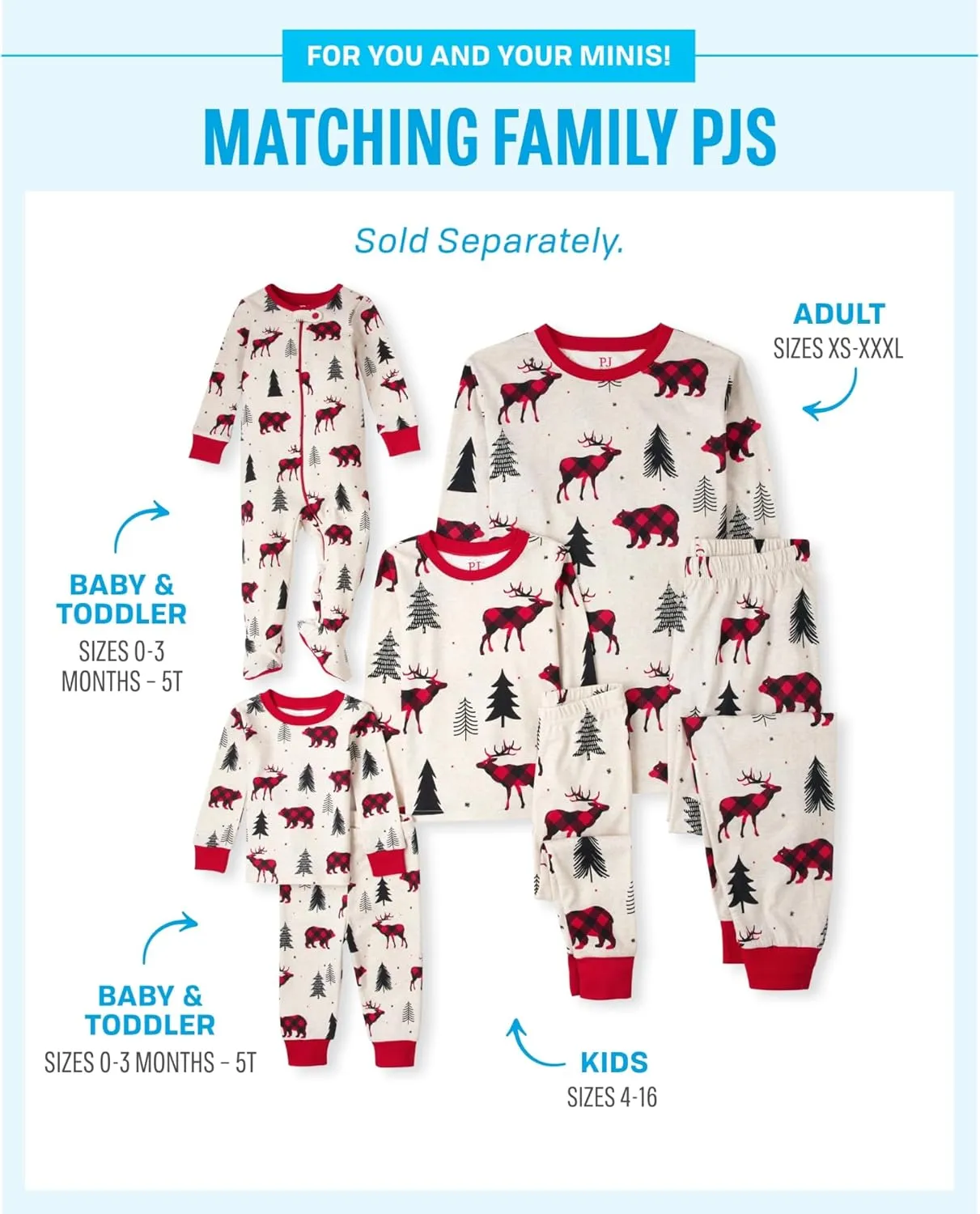 The Childrens Place Family Matching, Christmas and Holiday Pajama Sets, Cotton