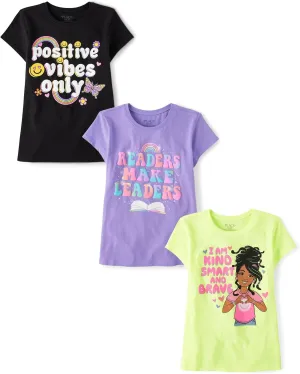 The Children's Place Girls' Kindness, Love, Equality Short Sleeve Graphic T-Shirts, Multipack