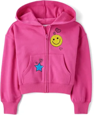 The Children's Place Girls' Long Sleeve Active Hooded Fleece Full Zip Up