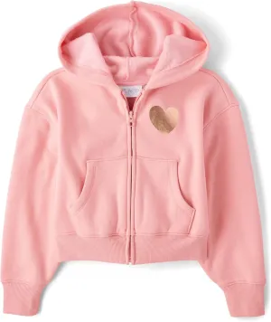 The Children's Place Girls' Long Sleeve Active Hooded Fleece Full Zip Up