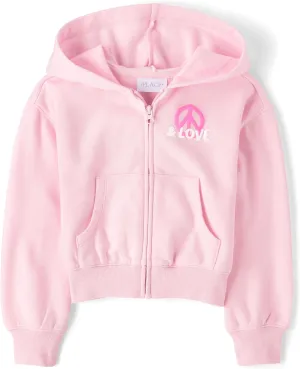 The Children's Place Girls' Long Sleeve Fleece Hooded Zip Up