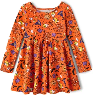 The Children's Place Girls' One Size and Toddler Long Sleeve Halloween Printed Dress