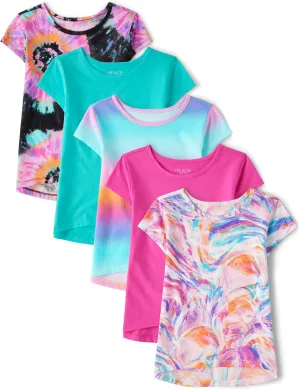 The Children's Place Girls' Short Sleeve Graphic High Low Top