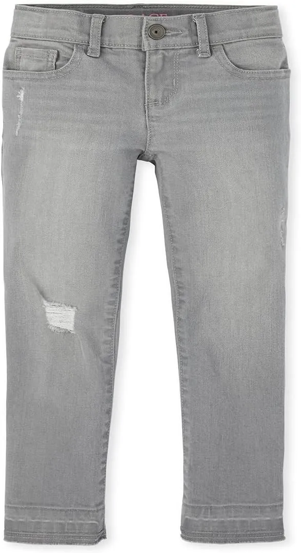 The Children's Place,Let Down Hem Distressed Denim Super Skinny Jeans,Fog WASH,6X/7