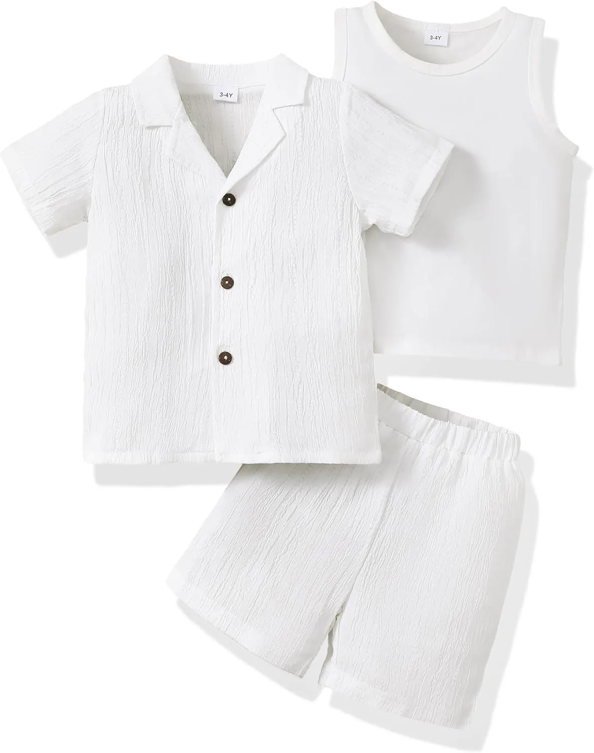 Toddler Boy Summer Clothes Short Sleeve Button Down Shirt And Shorts With Vest Kids Clothing Set Little Boys Outfits