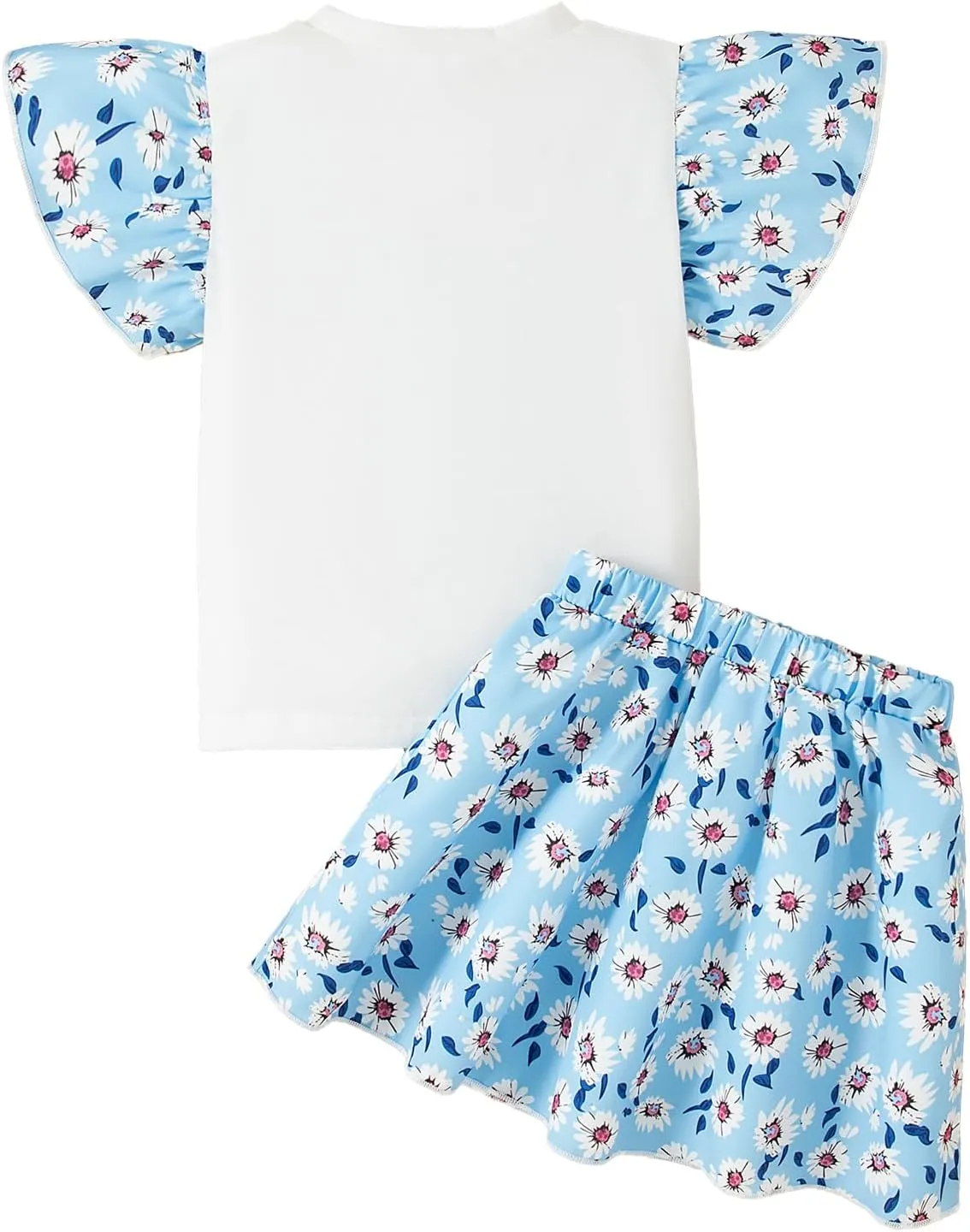 Toddler Girl Clothes Printed Short Sleeve Top Shirt and Skirt 2 Piece Outfits Kids Clothing Set
