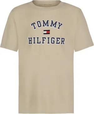 Tommy Hilfiger Boys' Short Sleeve Graphic Crew Neck T-Shirt, Soft, Comfortable, Relaxed Fit, Varsity Sandalwood, 14-16