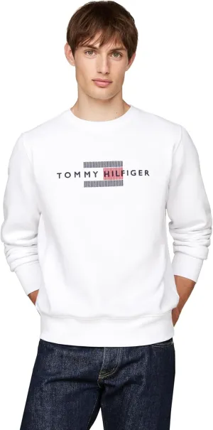 Tommy Hilfiger Men's Medium Weight Crewneck Sweatshirt with Embroidered Flag Logo