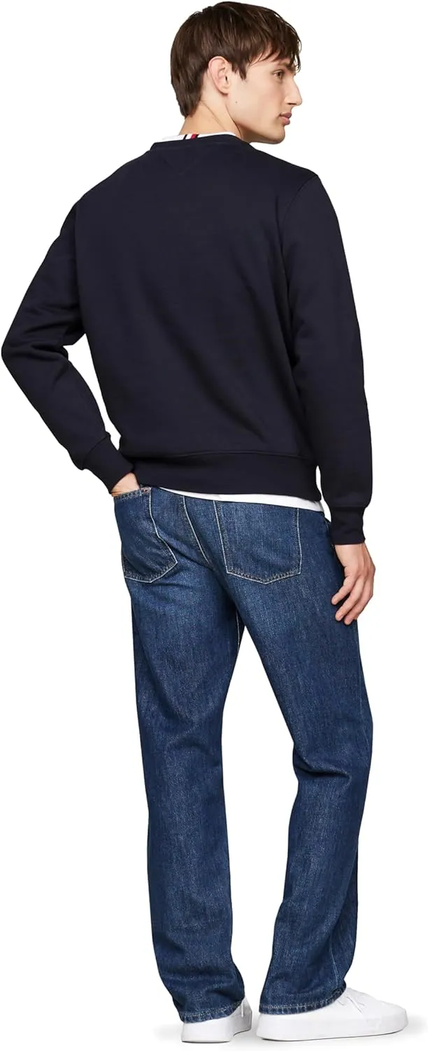 Tommy Hilfiger Men's Medium Weight Crewneck Sweatshirt with Embroidered Flag Logo