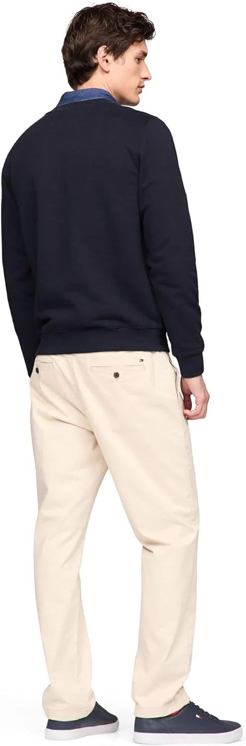 Tommy Hilfiger Men's Medium Weight Crewneck Sweatshirt with Vertical Embroidered Flag Logo