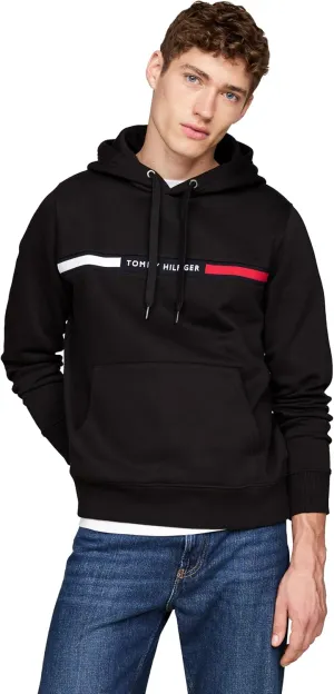 Tommy Hilfiger Men's Medium Weight Fleece Hoodie Sweatshirt with Signature Stripe Logo