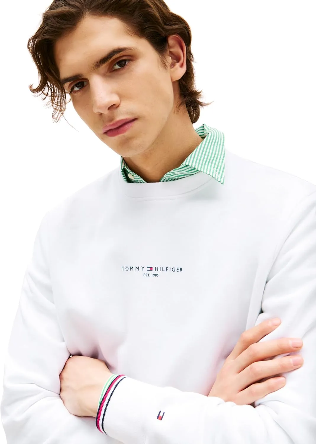 Tommy Hilfiger Men's Medium Weight Small Graphic Logo Crewneck Sweatshirt