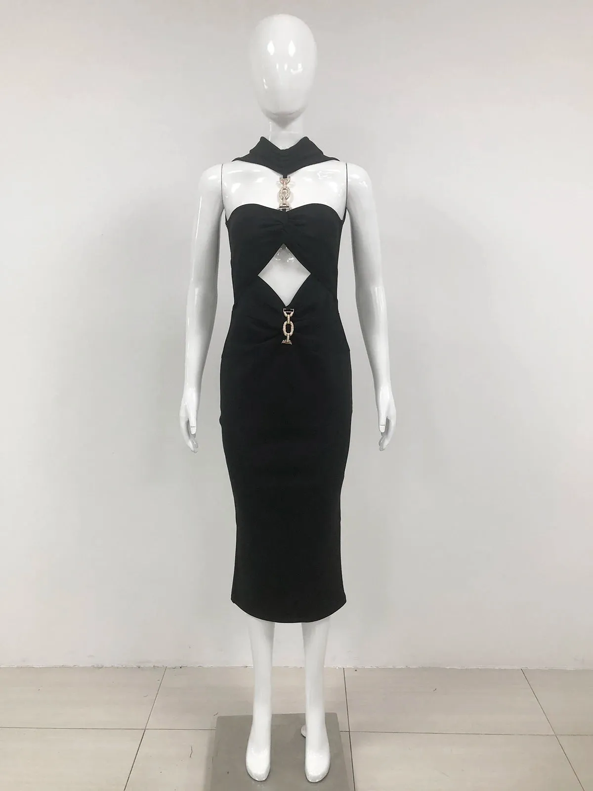 Trend4us Women’s Cutout Halter Modern Evening Dress