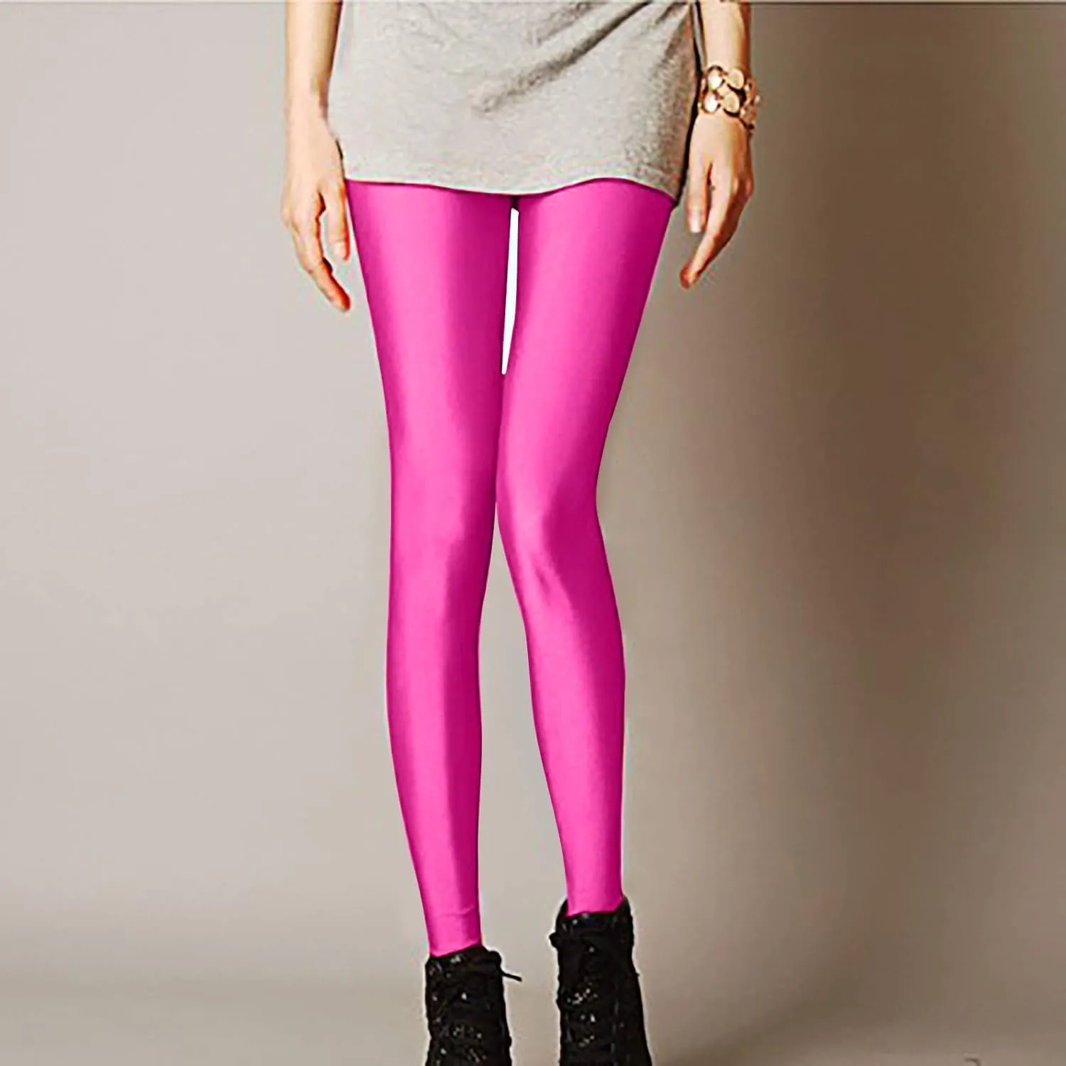 tuduoms Active Wear Compression Leggings Women's Sexy Trendy Neon Stretched Sports Tights High Waist Cropped Yoga Trousers