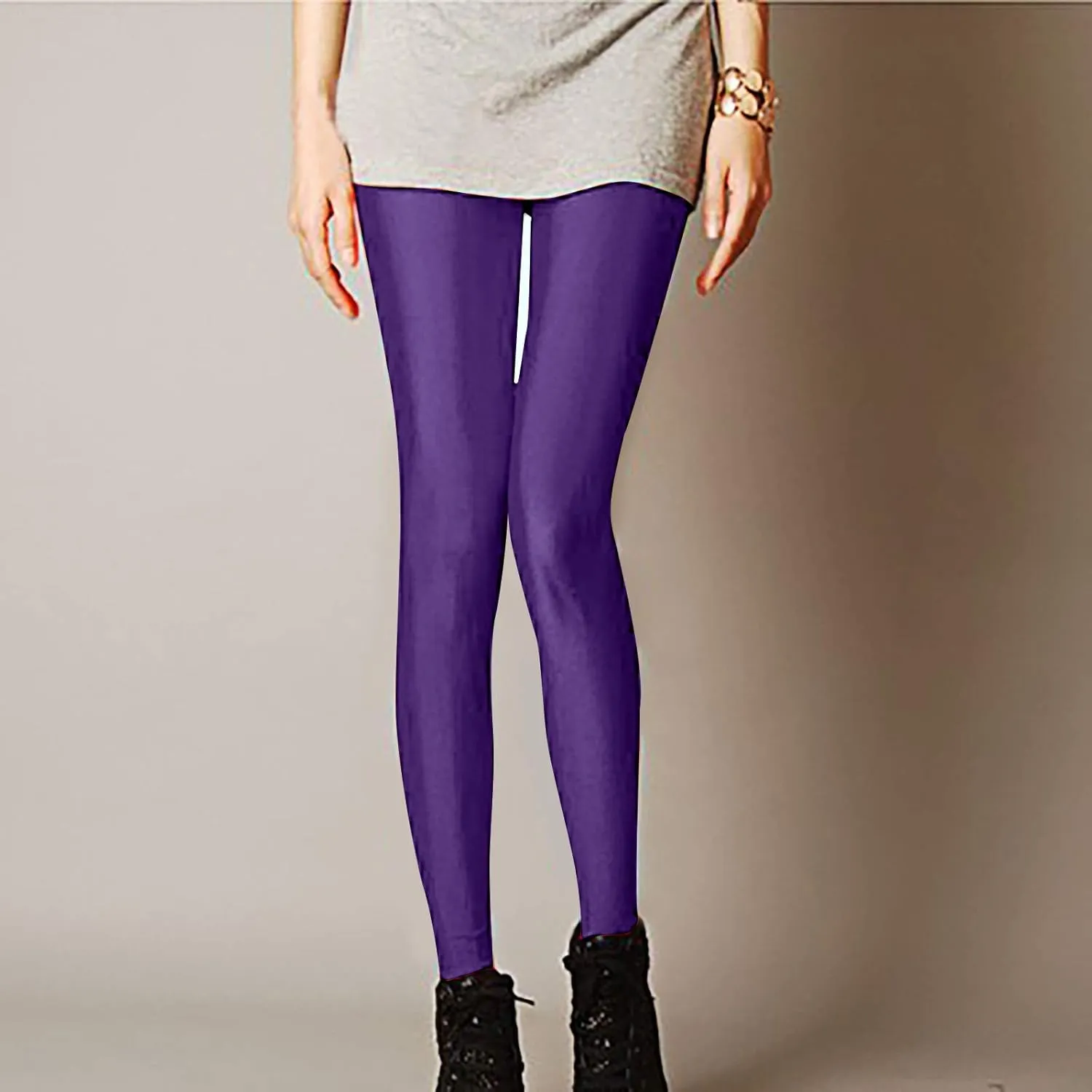 tuduoms Active Wear Compression Leggings Women's Sexy Trendy Neon Stretched Sports Tights High Waist Cropped Yoga Trousers