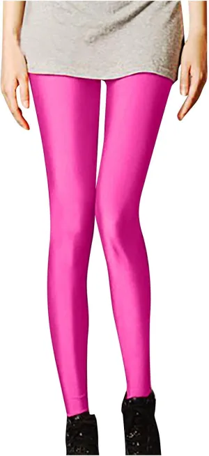 tuduoms Active Wear Compression Leggings Women's Sexy Trendy Neon Stretched Sports Tights High Waist Cropped Yoga Trousers