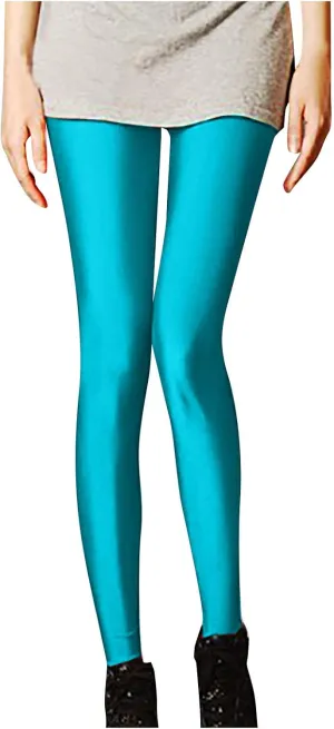 tuduoms Active Wear Compression Leggings Women's Sexy Trendy Neon Stretched Sports Tights High Waist Cropped Yoga Trousers