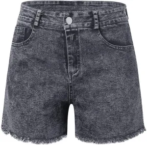 tuduoms Women's Plus Size Denim Shorts High Waisted Stretchy Raw Hem Jean Shorts Ripped Mid-Rise Summer Bermuda Shorts Beach