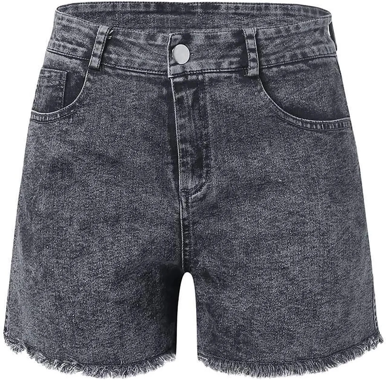 tuduoms Women's Plus Size Denim Shorts High Waisted Stretchy Raw Hem Jean Shorts Ripped Mid-Rise Summer Bermuda Shorts Beach