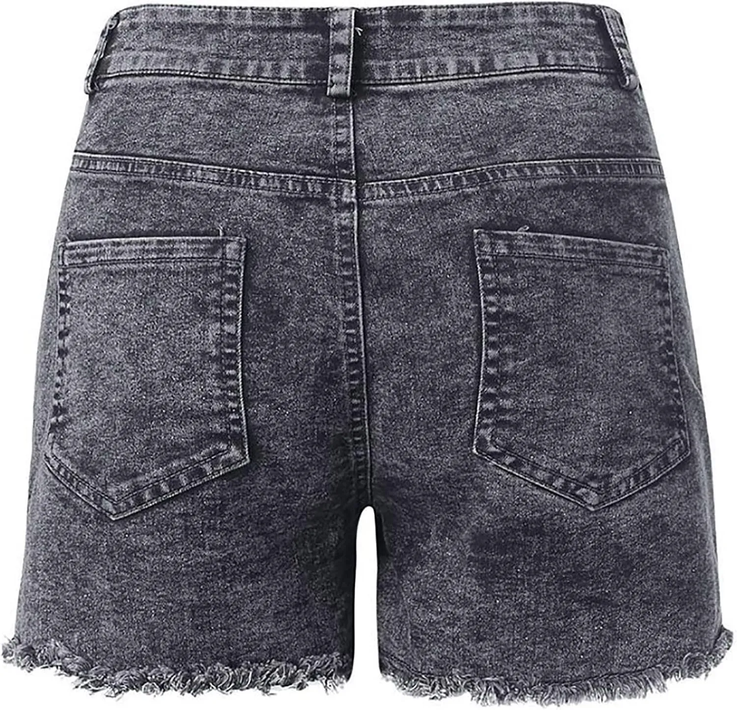 tuduoms Women's Plus Size Denim Shorts High Waisted Stretchy Raw Hem Jean Shorts Ripped Mid-Rise Summer Bermuda Shorts Beach