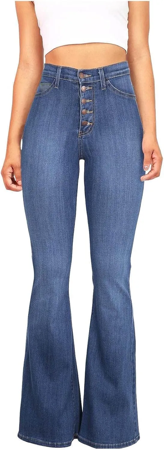 Tummy Control High Waisted Jeans for Women Skinny Silm Fit Bootcut Bell Bottom Denim Pants Fashion Slacks(Plus Size)