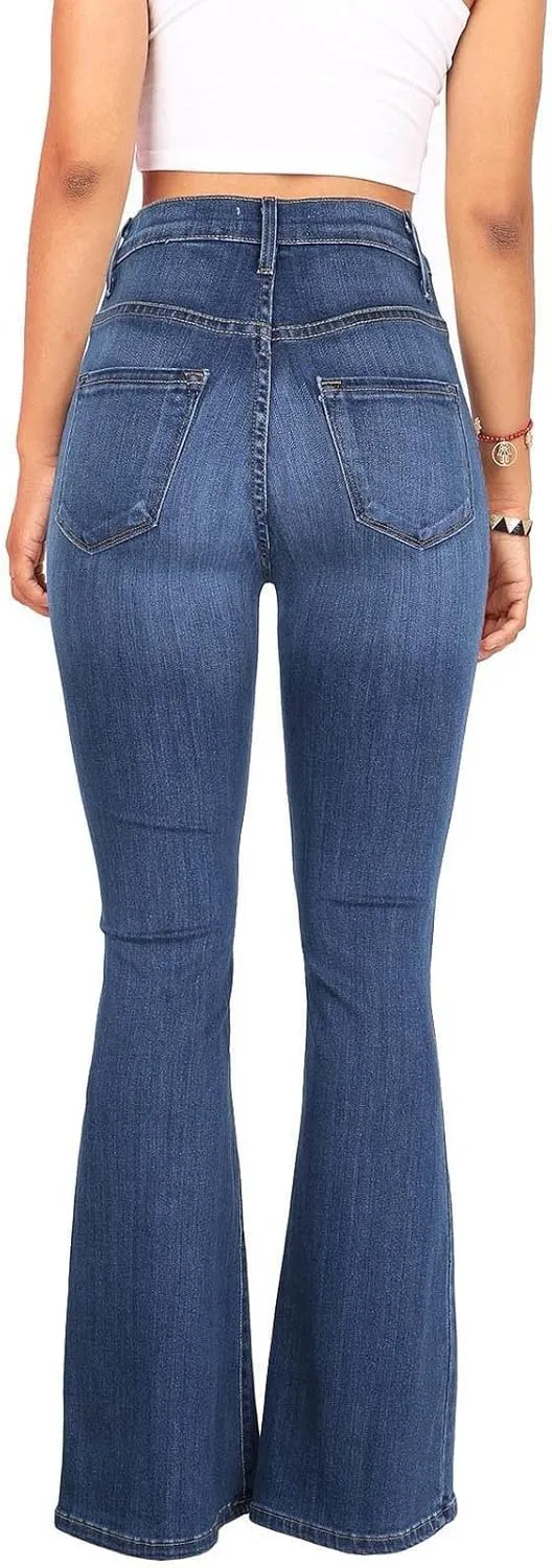 Tummy Control High Waisted Jeans for Women Skinny Silm Fit Bootcut Bell Bottom Denim Pants Fashion Slacks(Plus Size)