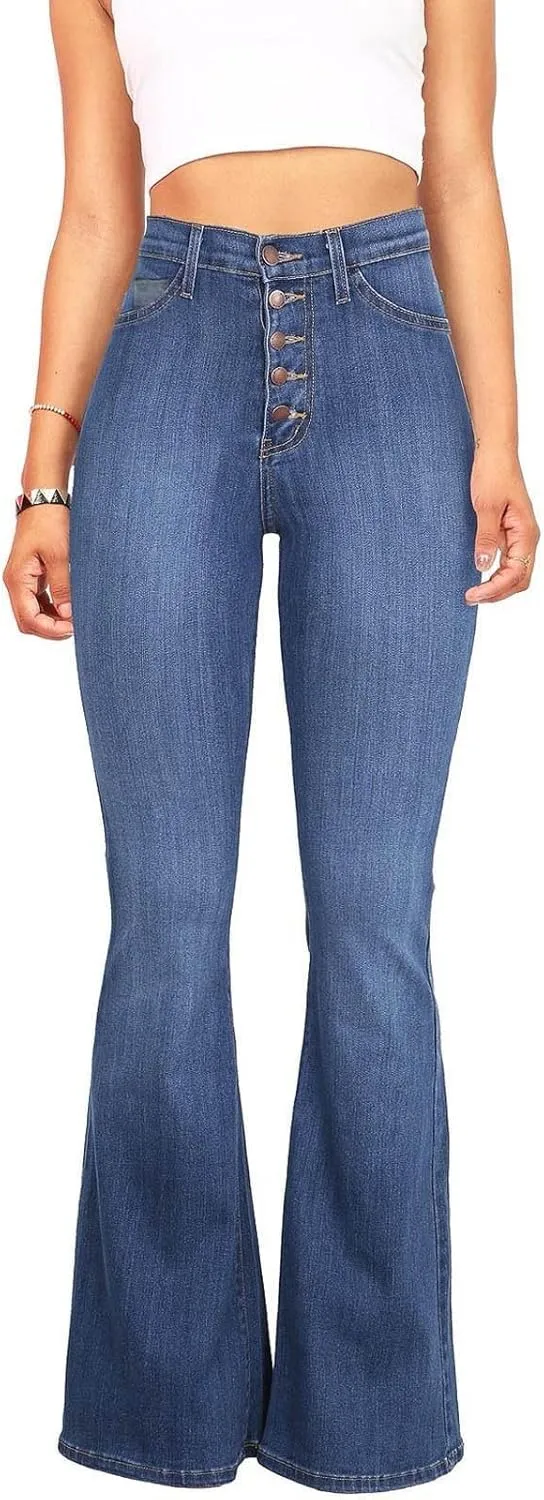 Tummy Control High Waisted Jeans for Women Skinny Silm Fit Bootcut Bell Bottom Denim Pants Fashion Slacks(Plus Size)