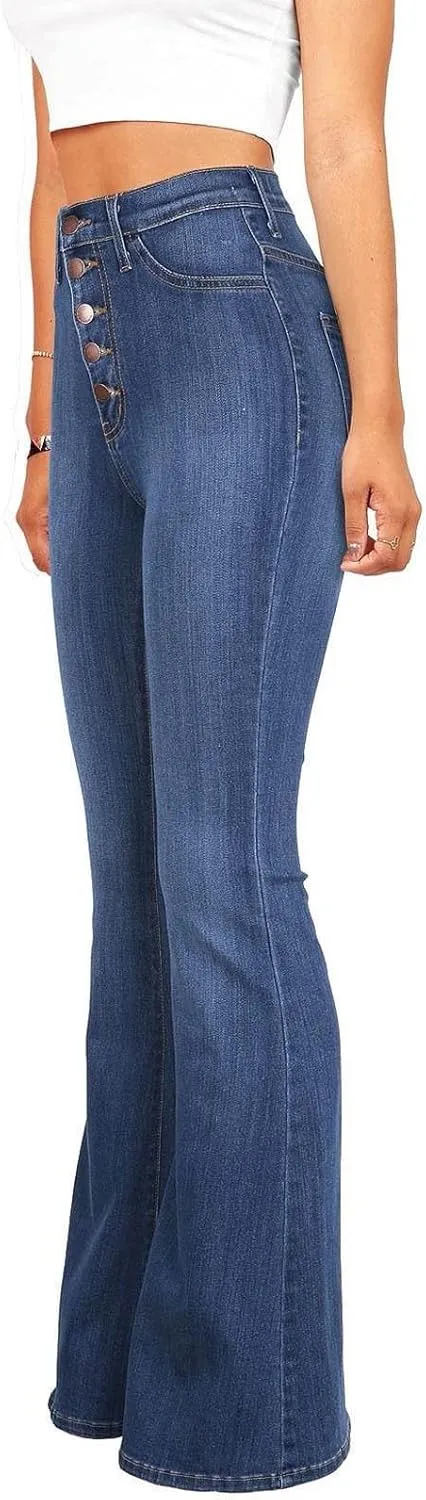 Tummy Control High Waisted Jeans for Women Skinny Silm Fit Bootcut Bell Bottom Denim Pants Fashion Slacks(Plus Size)