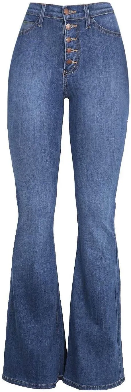 Tummy Control High Waisted Jeans for Women Skinny Silm Fit Bootcut Bell Bottom Denim Pants Fashion Slacks(Plus Size)