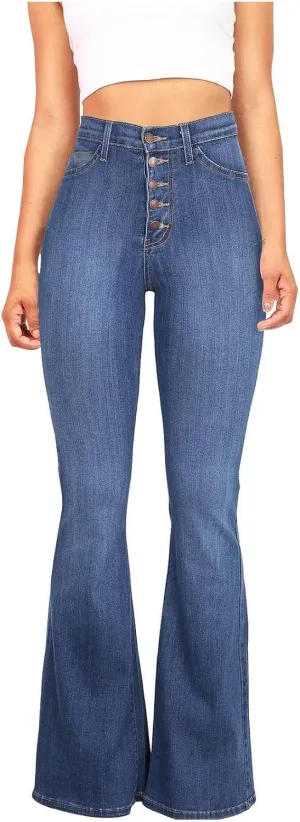 Tummy Control High Waisted Jeans for Women Skinny Silm Fit Bootcut Bell Bottom Denim Pants Fashion Slacks(Plus Size)