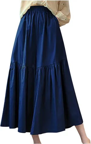 Uillui Women's Wide Leg Capri Palazzo Pants High Waist Loose Fit Casual Crop Flowy Pants Cute Summer Skirt Pants Culottes