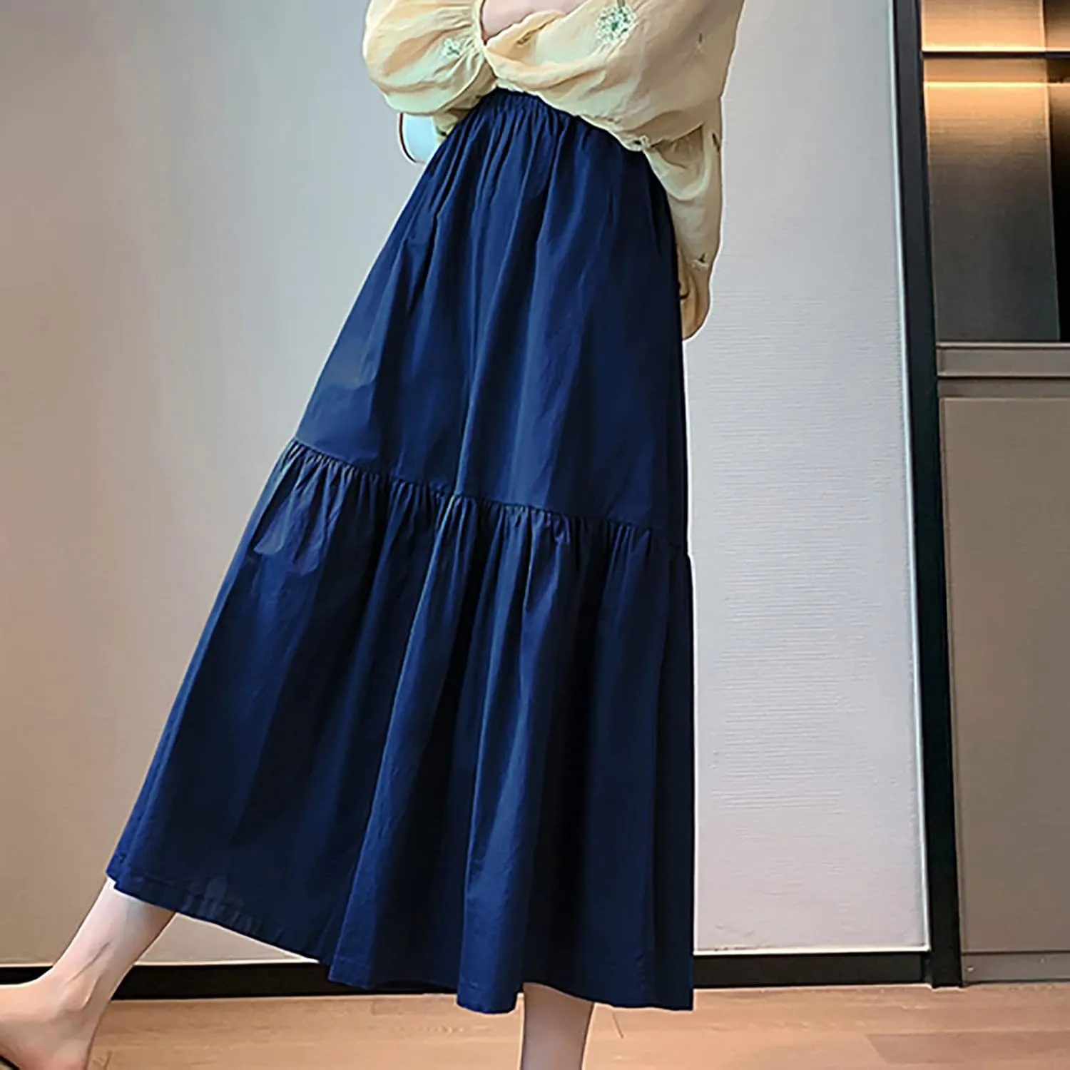 Uillui Women's Wide Leg Capri Palazzo Pants High Waist Loose Fit Casual Crop Flowy Pants Cute Summer Skirt Pants Culottes
